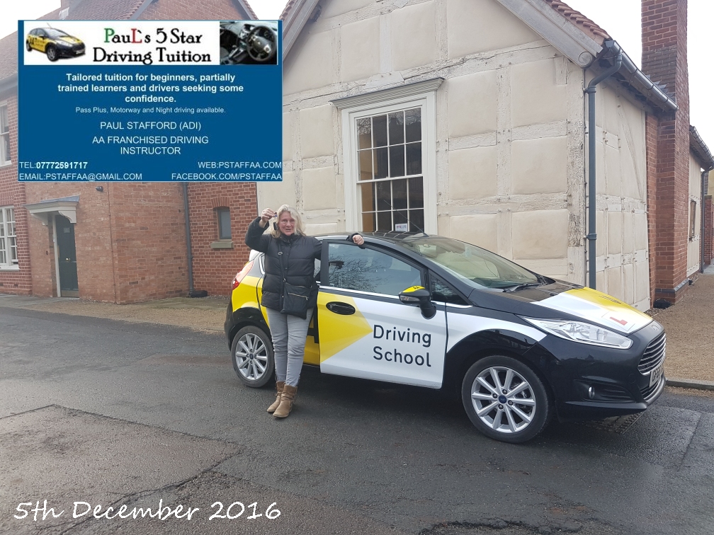 Test Pass Pupil Kerstin Ingram with Paul's 5 star Driving Tuition